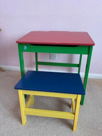 Image 2 of A Childs Wooden Desk and Stool