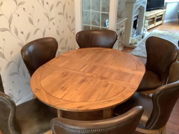Image 1 of Halo Plum Solid Oak 6 seater Dining Table and Chairs