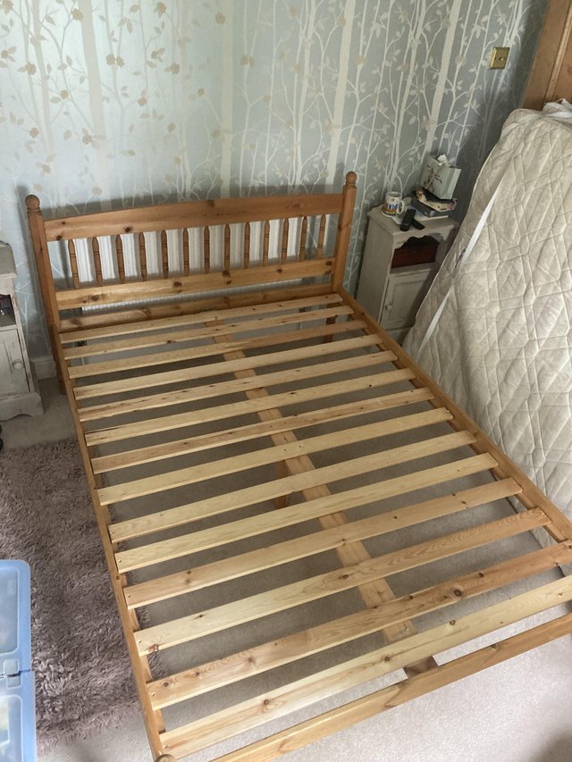 Preview of the first image of Pine Double Bed Frame 4’9 x 6’6”.