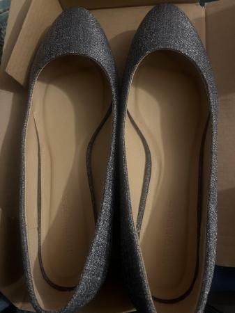 Image 2 of Silver/grey Fabric wedge-heeled wide fit shoe 9EEE