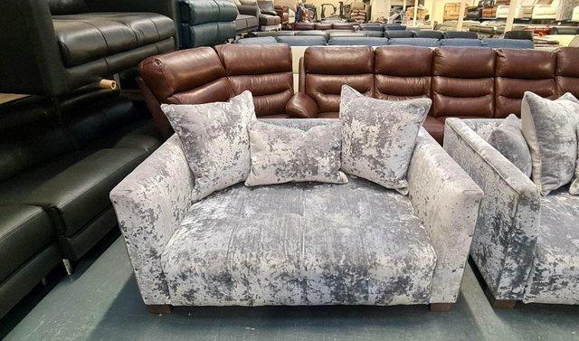 Image 3 of Sapphire Crushed Grey Plush Fabric 3+2 seater sofas