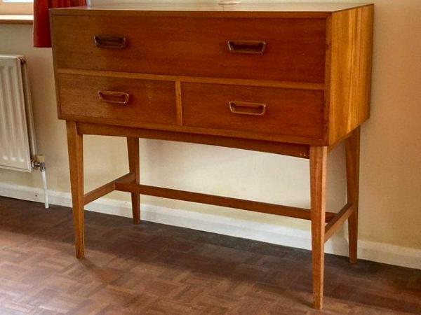 Image 1 of Hand Crafted 3 Drawer Solid Mahogany Desk with pull out desk