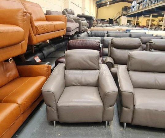 Image 6 of Dakota grey leather electric recliner sofa and 2 armchairs