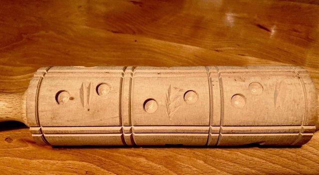 Image 2 of Mid century American hand carved rolling pin.