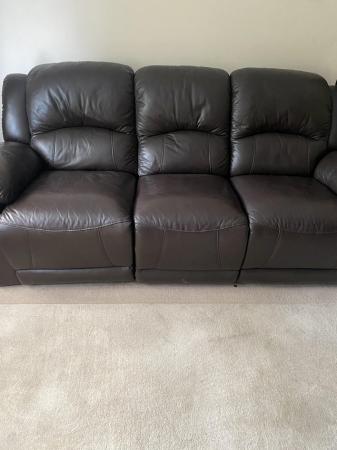 Image 2 of Excellent condition three seater recliner sofa leather