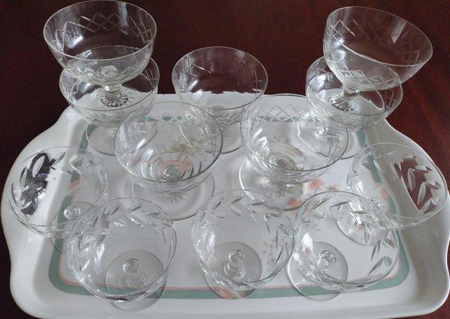 Preview of the first image of Vintage Cut Glass Dessert Dishes.
