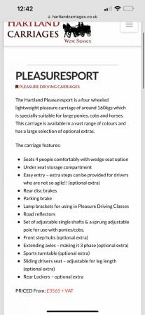 Image 1 of Hartland pleasuresport carriage fit 14hh plus