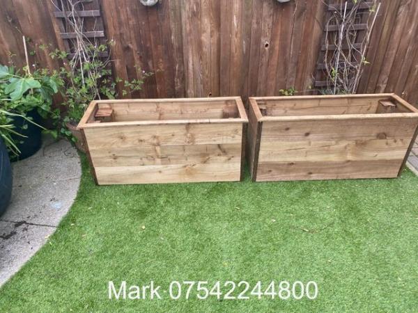 Image 1 of Pair of Rustic Bespoke Treated Garden Planters