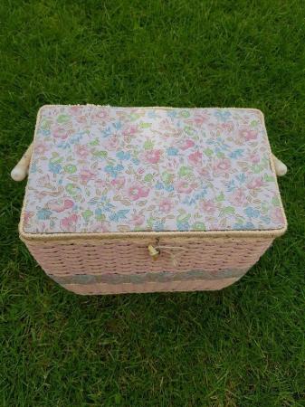 Image 3 of Vintage sewing knitting storage box basket