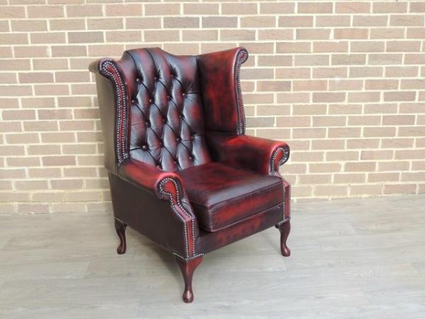 Image 7 of Chesterfield Queen Anne Ox Blood Excellent Armchair (UK Deli