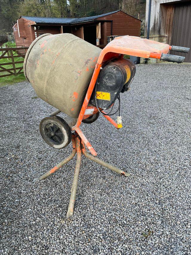 Preview of the first image of Belle 110 volt cement mixer c/w stand.