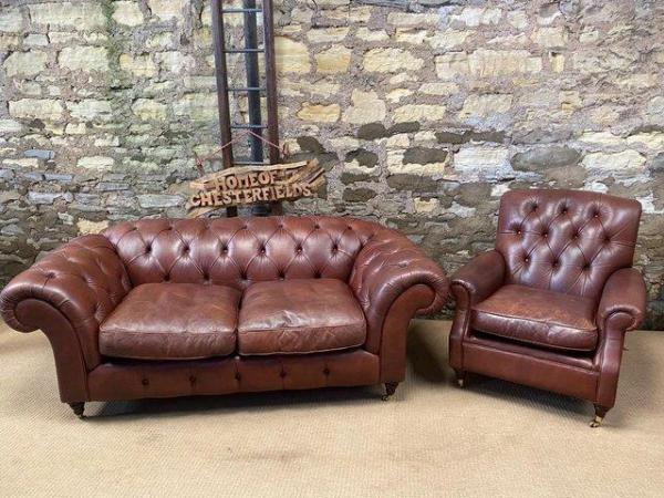Image 4 of Tan Marks & Spencer Chesterfield Two seater Sofa & Armchair