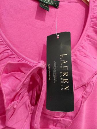Image 7 of Lauren Ralph Lauren Ruffle Front Tissue Cotton Top Pink