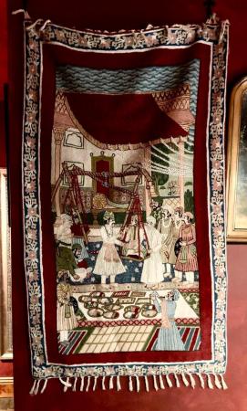 Image 2 of Woven tapestry depicting a scene from Indian history