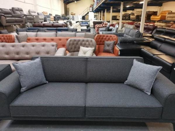 Image 3 of Brand New ZETT PLUS dark grey fabric 3 seater sofa bed