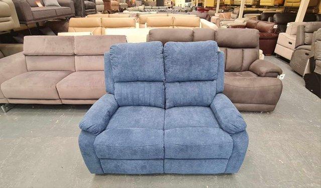 Image 6 of New Pancho blue fabic manual recliner 2 seater sofa