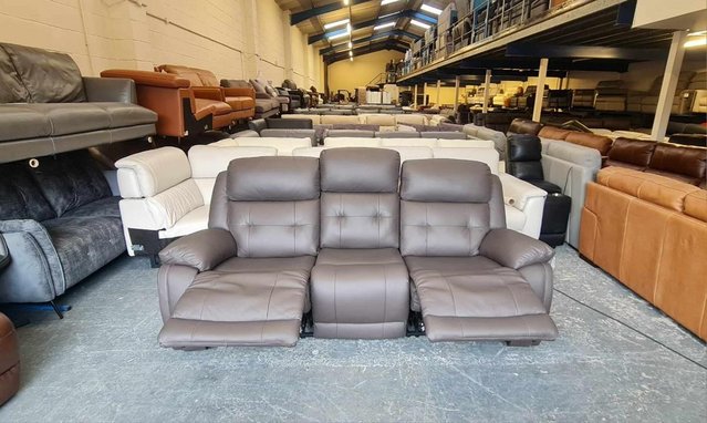 Image 9 of La-z-boy El Paso brown leather electric 3 seater sofa