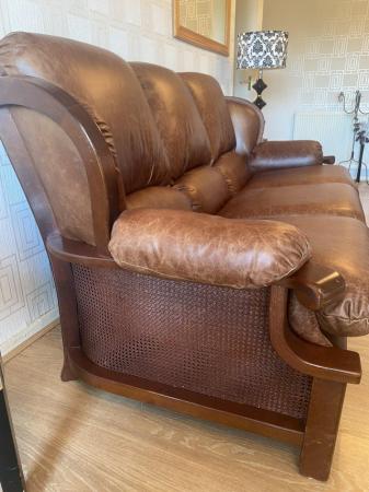 Image 1 of 3 Seater & Armchair Brown Leather