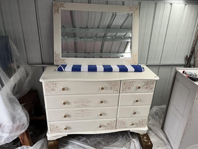 Preview of the first image of Chest of solid pine large drawers & large mirror.