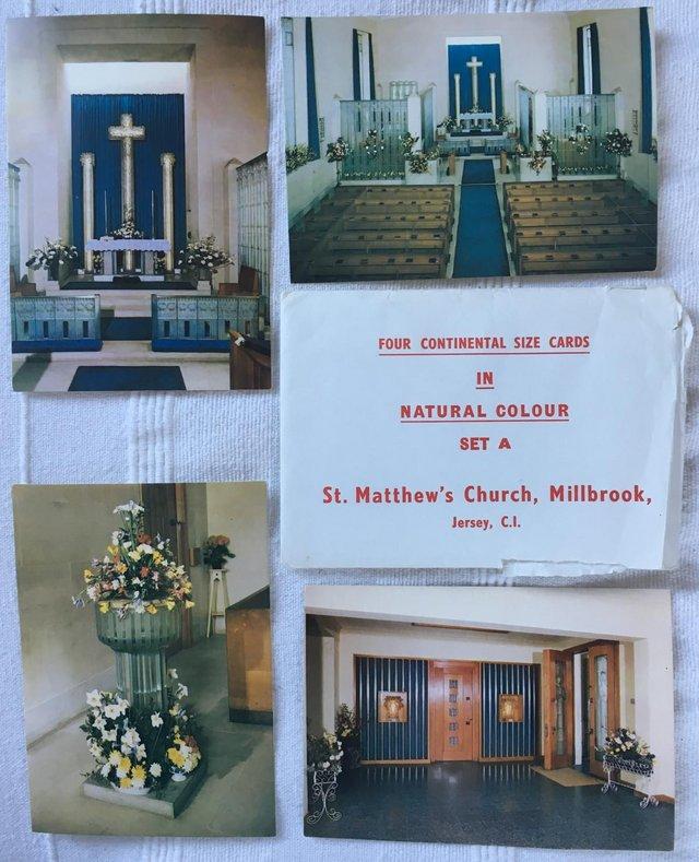 Preview of the first image of Vintage 4 unused colour postcards St Matthew's Church, C.I..