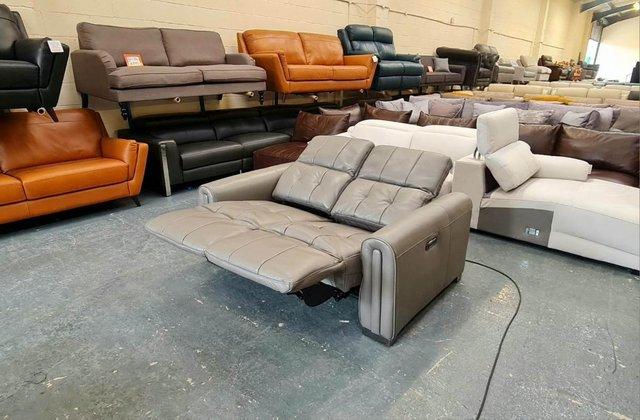 Image 10 of Alessio grey leather electric recliner 2 seater sofa