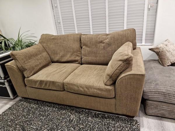 Image 2 of Two seater brown sofa, good condition