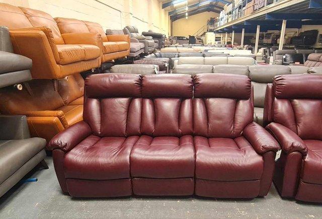 Image 2 of La-z-boy Georgina burgundy leather electric 3+2 seater sofas