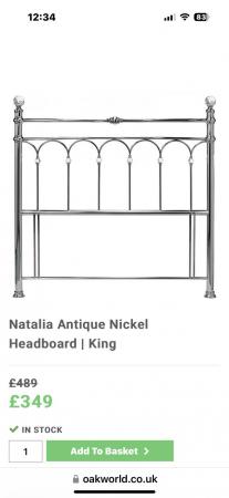 Image 2 of King size headboard nickel and crystal
