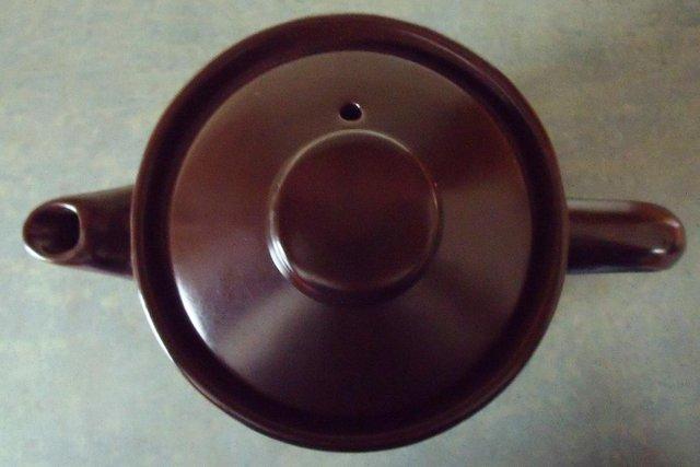 Image 2 of Vintage 1970s Honiton Pottery Brown Coffee Pot + Lid.
