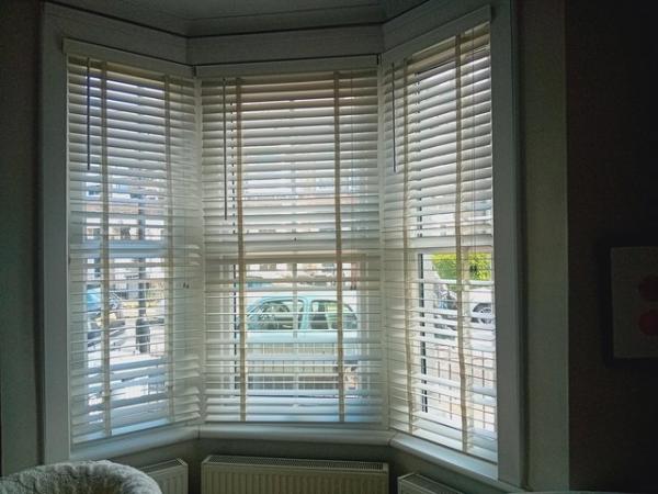 Image 1 of Next white wide slat blinds