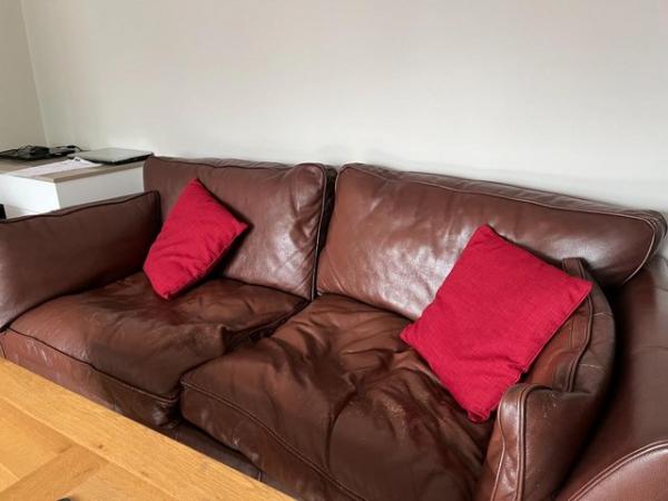 Image 3 of Dark Brown Leather Sofas x 2