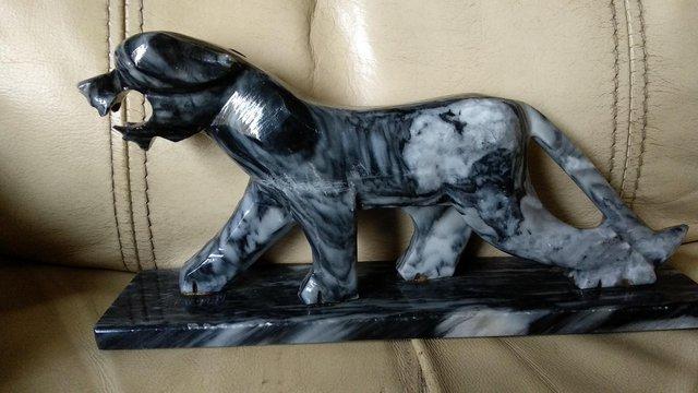 Image 1 of MARBLE JAGUAR ORNAMENT / LIONESS ORNAMENT.from