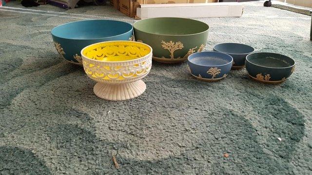 Preview of the first image of Vintage Dialene Better Maid Wedgewood Style Plastic Bowls Pl.