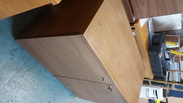 Image 4 of Solid Cylindrical knob Walnut Office Credenza/Cupboard