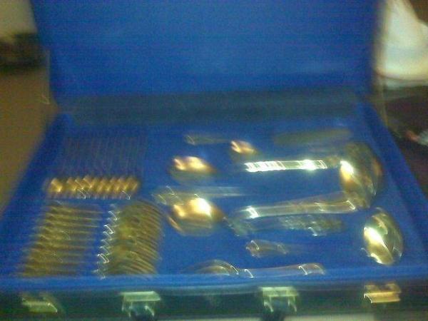 Image 2 of GOLD 23/24 CARAT PLATE CUTLERY