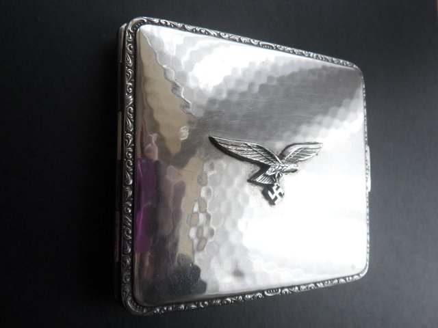 Preview of the first image of LUFTWAFFE SILVER PLATED CIGARETTE CASE BY LUTZ & WEISS.