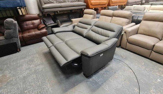 Image 10 of Carter grey leather electric recliner 3 seater sofa