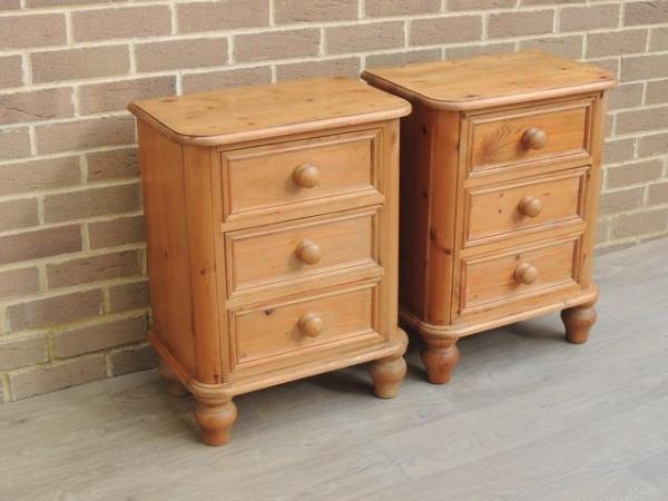 Image 2 of Pair of Welsh Pine Bedside Tables on Bun Feet (UK Delivery)