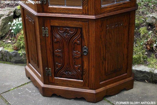 Image 30 of OLD CHARM LIGHT OAK CANTED DISPLAY CABINET CUPBOARD DRESSER