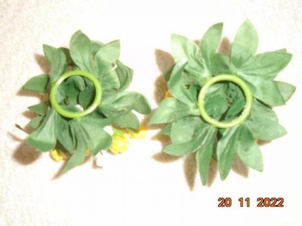Image 2 of Two Candle Decorations with Yellow & White Flowers