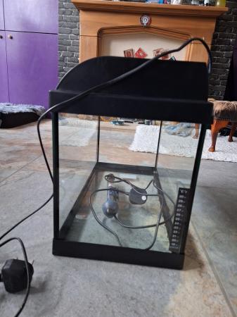 Image 2 of Small fish tank with heater and lighted lid