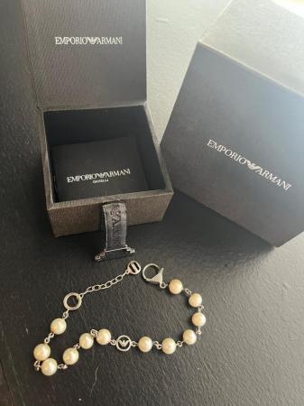 Image 3 of Emporio Armani silver and pearl bracelet