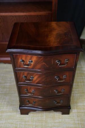 Image 2 of Georgian Style Mahogany Serpentine Drawers Bedside Cabinet