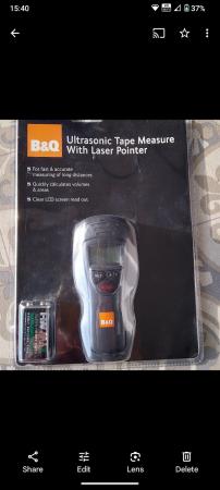 Image 1 of B&Q Ultrasonic Tape measure with laser pointer