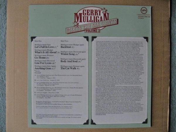 Image 3 of Gerry Mulligan – Meets The Sax Giants Volume 3 - LPVerve