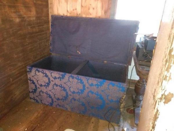 Image 2 of Retro timber storage Trunk/Chest/Box overlaid with fabric