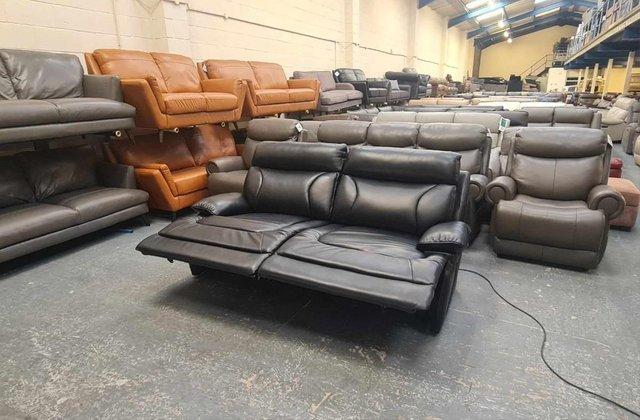 Image 4 of La-z-boy Raleigh black leather recliner 3 seater sofa