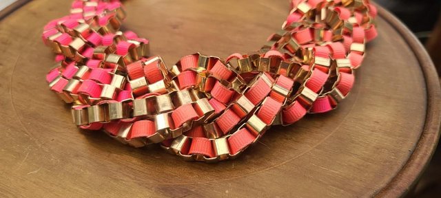 Image 3 of Geometric Woven Ribbon Collar Statement Necklace