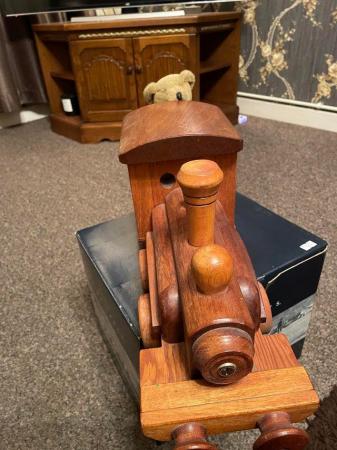 Image 3 of Large Solid Vintage hand made wooden train Toy/Ornament with