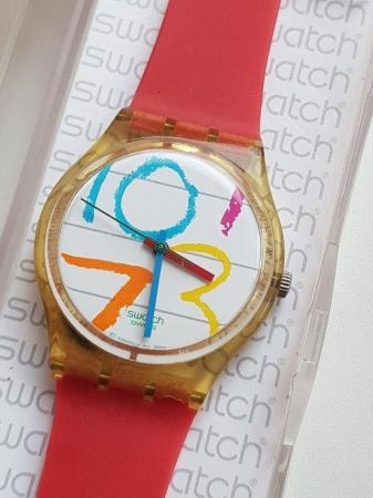 Image 1 of retro style swatch watch from 2006 box & papers new battery